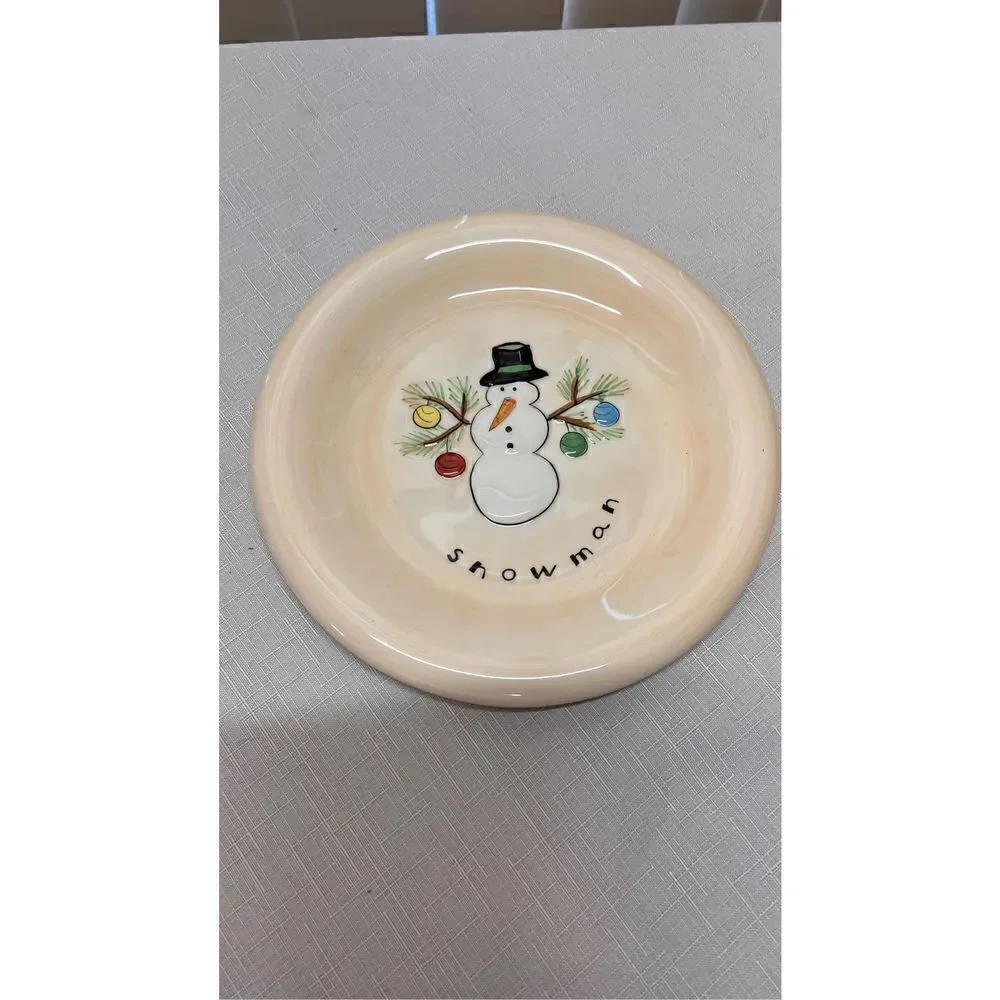 HAUSENWARE CHRISTMAS PLATES DISHES REINDEER & SNOWMAN